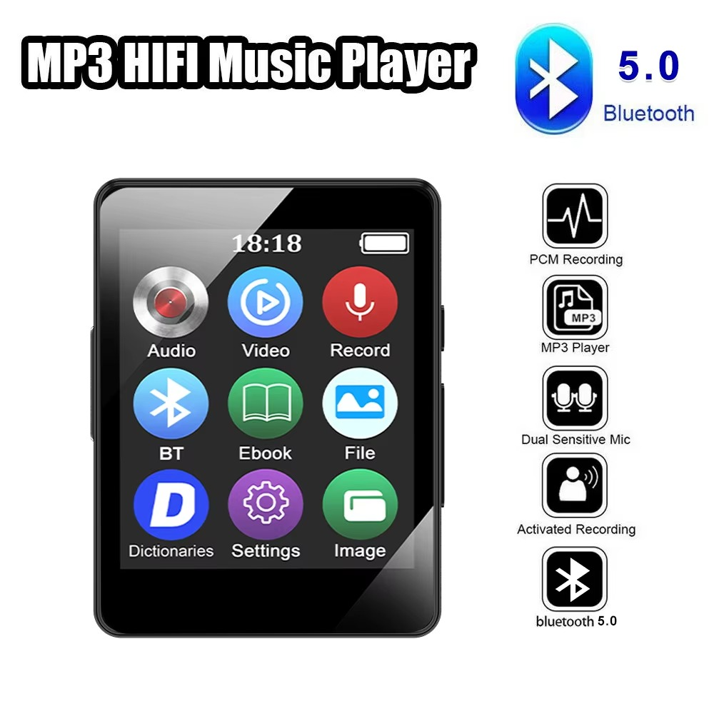 Tragbarer Bluetooth-MP3-Player mit HiFi-Stereoanlage, Mini-MP4-Videowiedergabe, LED-Bildschirm und Sprachaufzeichnung