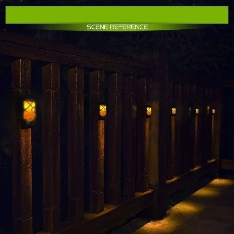 Brehn | Solar-Fackel FlammaLuce | 96 LED Flammenlicht | IP65 Wasserdicht | Garten Wandlampe mit Gitterdesign
