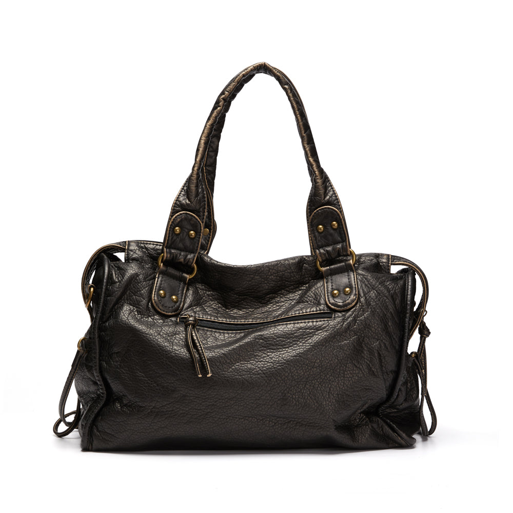 Luxus schwarze Lederhandtasche