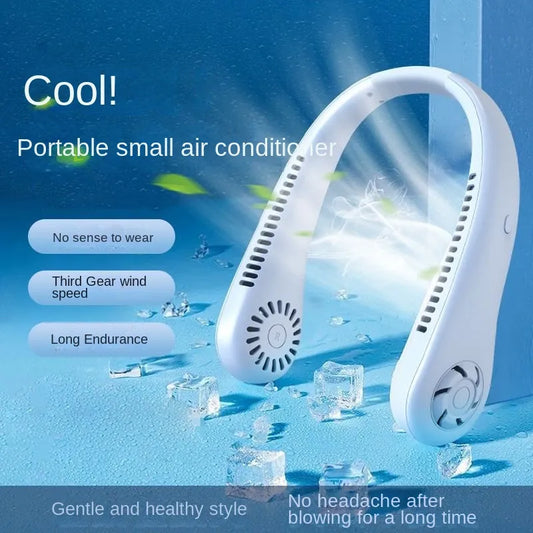 Bleib überall cool mit 1PC neuem Mini-Nacken tragbarem bladeless hängenden Nackenventilator - lange Akkulaufzeit, wiederaufladbar, 3-Geschwindigkeits-Luftkühler für den Sommer-Sport | Brehn