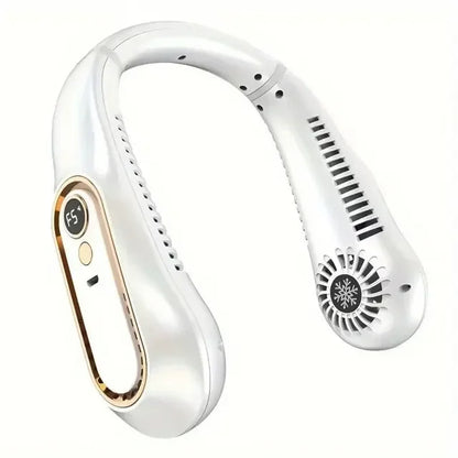 Hängender Nackenventilator tragbarer Sommerluftkühler USB Kühllüfter mit 5 Geschwindigkeiten und digitalen Anzeigen - super Technologie und blattlos | Brehn