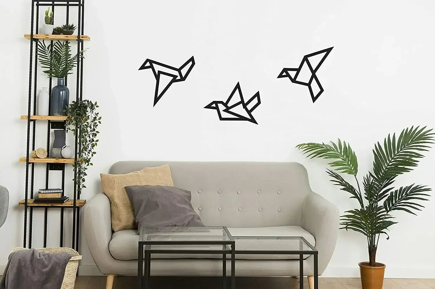 Set aus 3 Stück Eisen Geometrische Vögel 3D Wanddekoration für Nordic Wohnzimmer Esszimmer Schlafzimmer Wanddekoration | Brehn