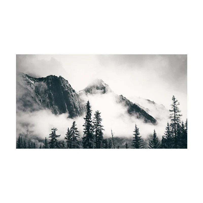 Nordlandschaften Wald Berg Wildnis Wandkunst Fine Art Leinwanddrucke Schwarz Weiß Poster Für Wohnzimmer Moderne Büros Dekor | Brehn