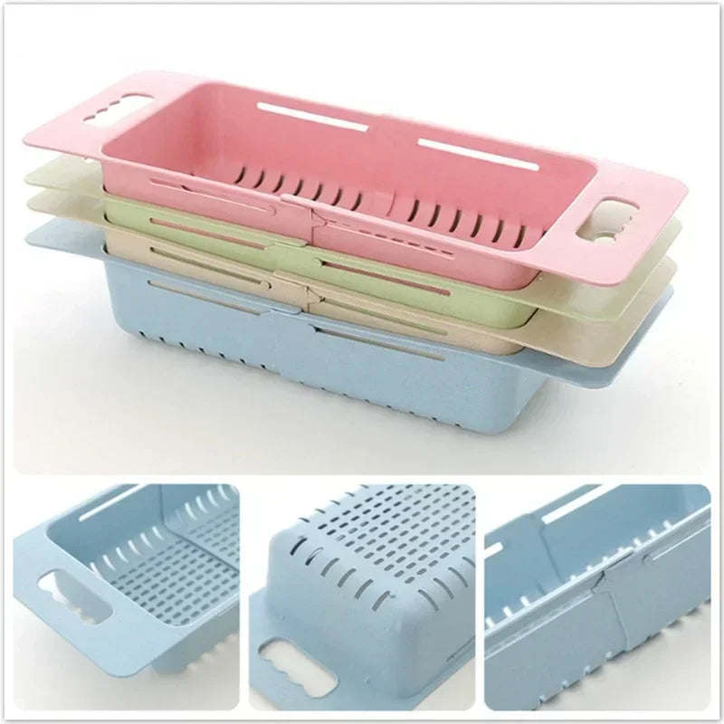 FlexDrain Abtropfkorb Küche – Verstellbarer Spülbecken Organizer | Auto Ablauf & Obst Gemüse Trockner | Platzsparendes Küchezubehör | Brehn