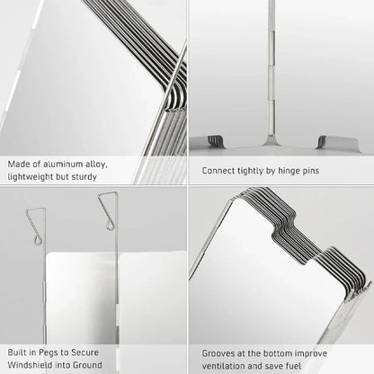 Brehn | WindShieldX Camping Windschutz | Faltbar & Ultraleicht | Edelstahl | Für Gaskocher & Outdoor-Kocher
