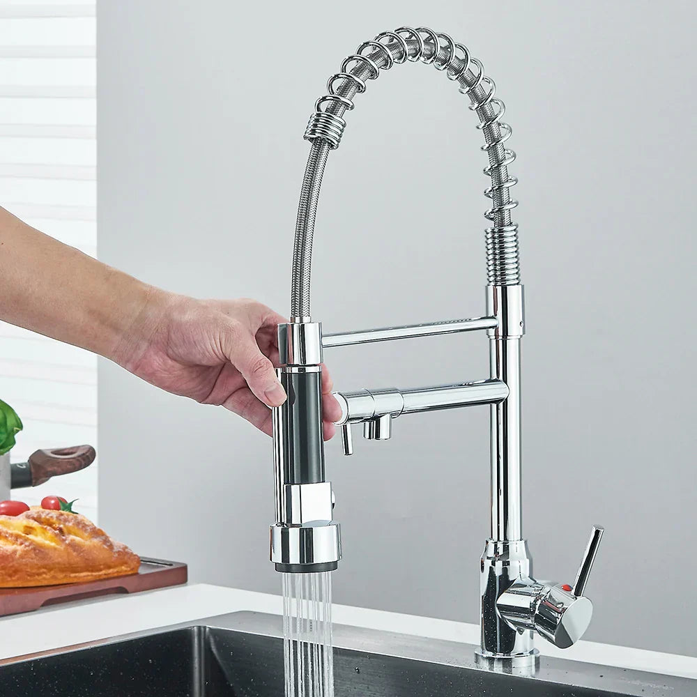 Wasserhahn mit Doppeltem Auslauf – Hochwertiger Wasserhahn für Flexibles Spülen, Schwenkbar, Ideal für Moderne Küchen, Leicht zu Reinigen und Einfache Montage | Brehn