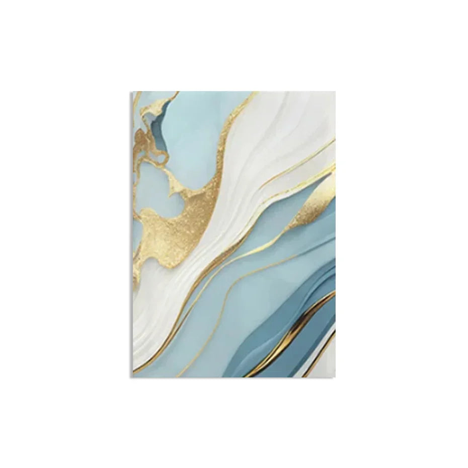 Modern Abstract Golden Blue Liquid Marble Print Wandkunst Fine Art Leinwanddrucke Bilder für Wohnzimmer Schlafzimmer Nordische Wohnkultur | Brehn