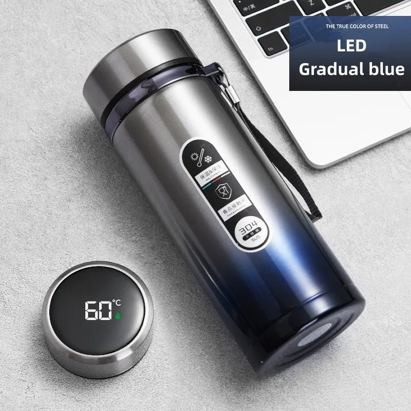 800ml-1L Edelstahl Thermoskanne – Tragbarer Vakuumflasche mit LED-Temperaturanzeige