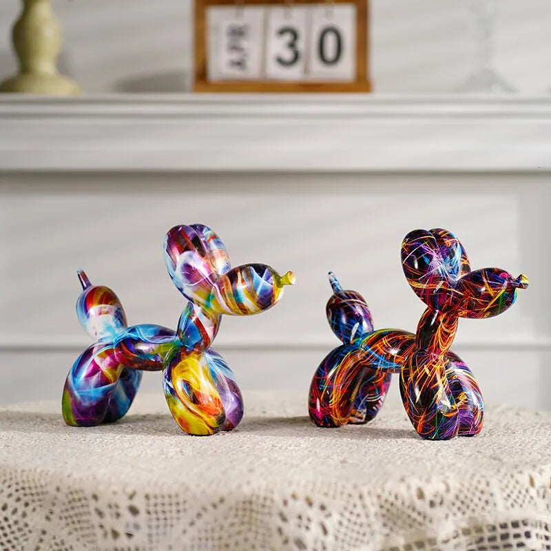 Bunte Ballonhund Figuren Künstlerische Graffiti Statuen für das Wohnzimmer Couchtisch Süße Trendige Ornamente für die Schreibtischdekoration | Brehn