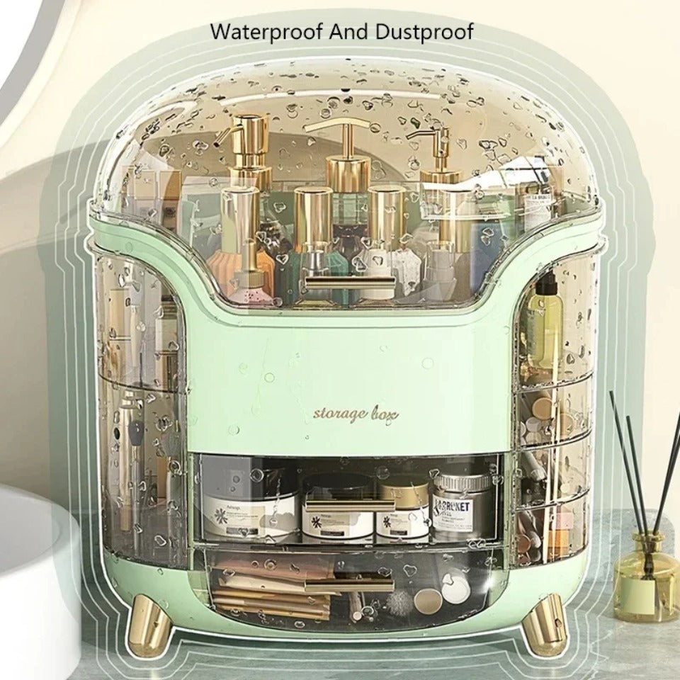 Luxuriöser transparenter Makeup-Organizer mit rotierenden Türen und Schubladen | Brehn