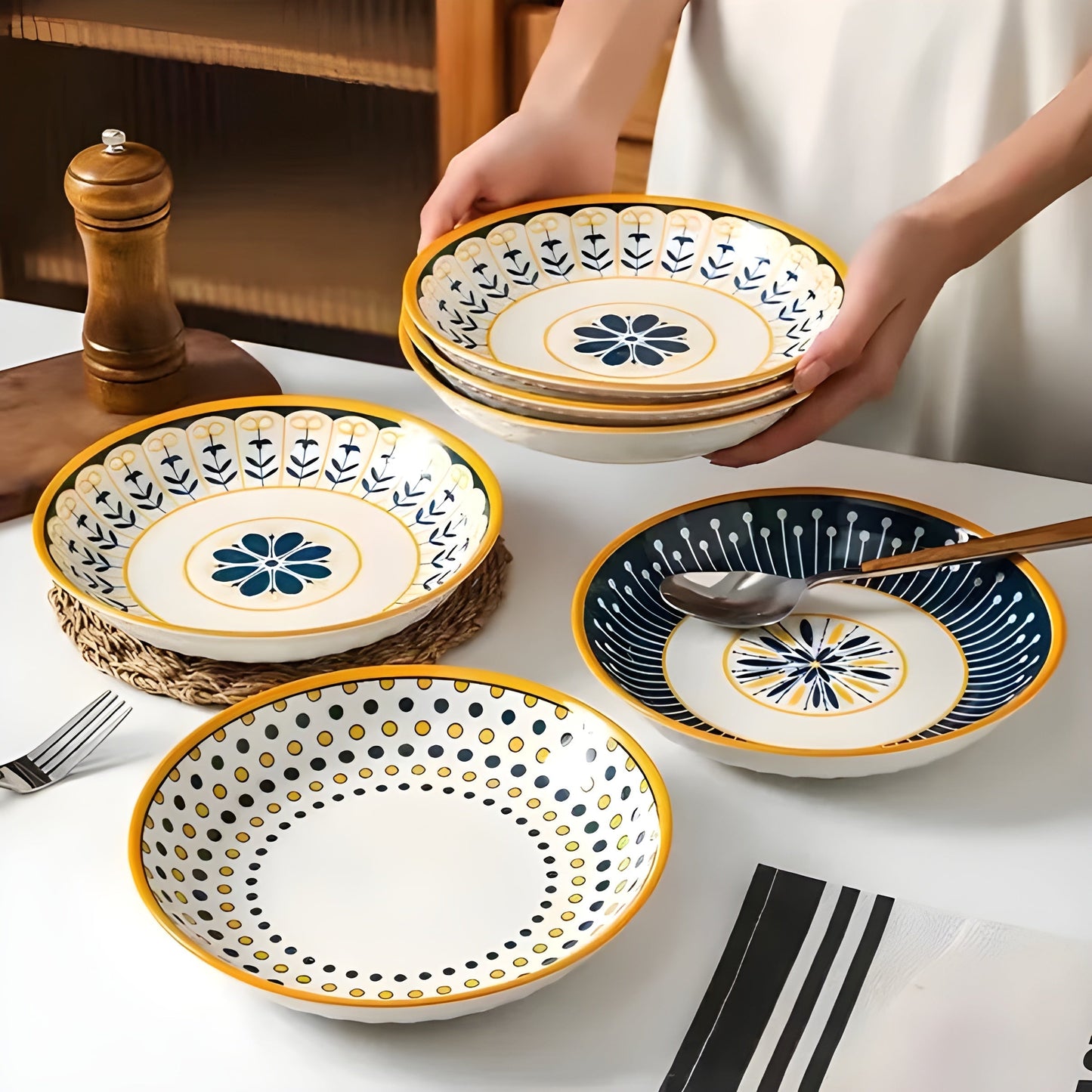 Handbemaltes Porzellanteller-Set – elegant und dekorativ | Perfekt für den Alltag und besondere Anlässe