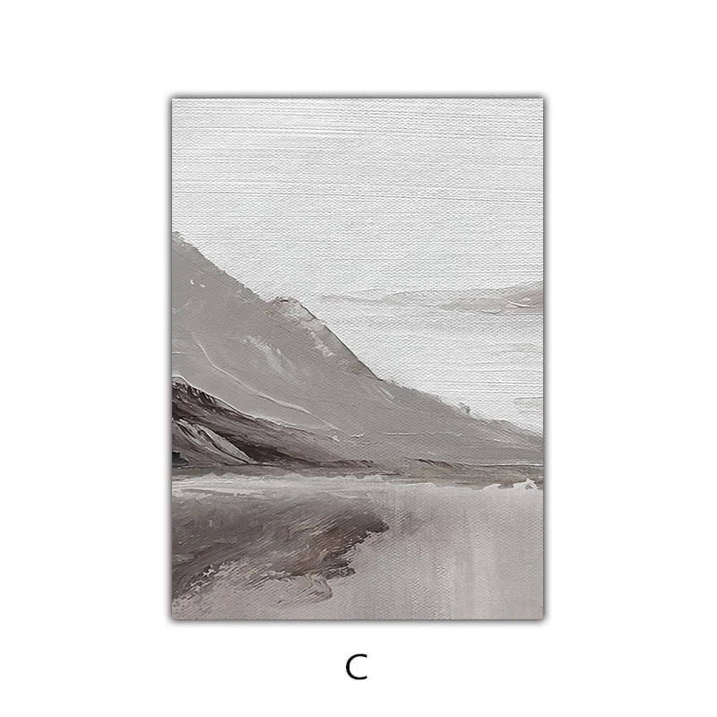 Abstrakte graue Berglandschaft Wandkunst Fine Art Leinwanddrucke Bilder für moderne Wohnung Wohnzimmer Esszimmer Kunstdekoration | Brehn