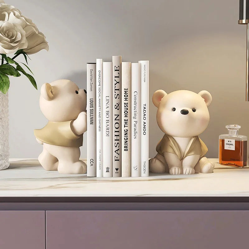 Milo Bear Buchstütze dekorative Figur in Creme-Finish | Brehn