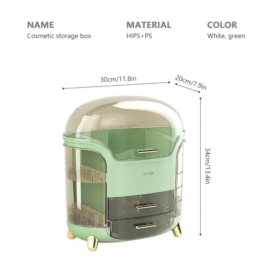Luxus transparenter Make-up Organizer mit rotierenden Türen und SchuBrehnaden | Brehn