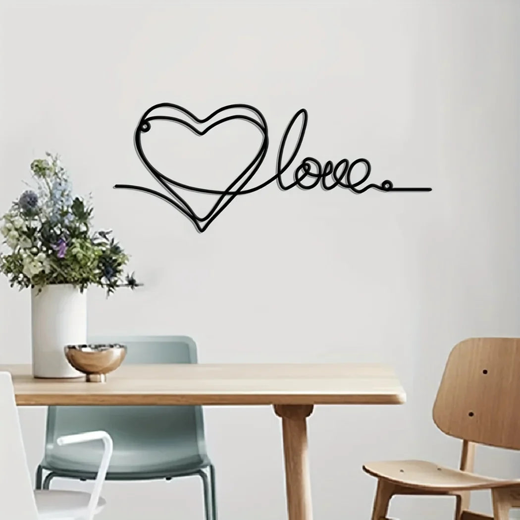 Metall Liebe Herz 3D Wanddekoration für Schlafzimmer Wohnzimmer Süß Modern Kunst Deko | Brehn