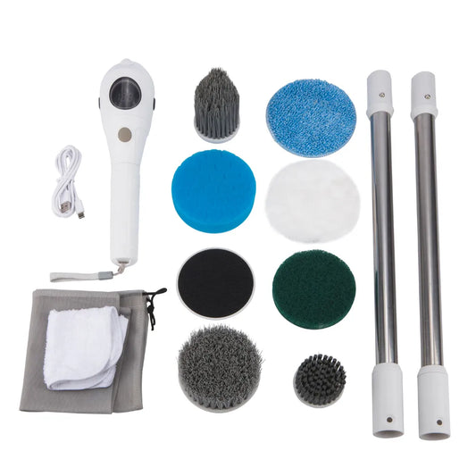 Brehn | Einzelne Reinigungslösung: 8-in-1 Multifunktionale elektrische Reinigungsbürste - Kabellos und rotierend für Badezimmer, Küche, Fenster und Toilette