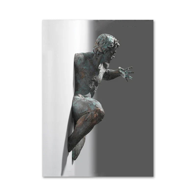 Moderne urbane abstrakte Eisenstatue Wandkunst Fine Art Leinwanddrucke 3D-Visualisierung Figurenkunst Bilder für minimalistische Wohnungswanddekoration | Brehn