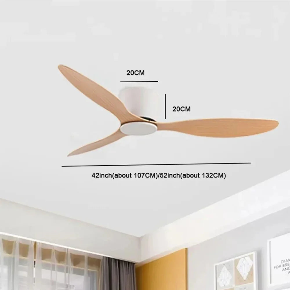 42-52 Zoll Deckenventilatoren mit DC-Motor — Fernbedienung Niedrigboden Kühlventilatoren, ohne Licht, weiße Holz- & schwarze Optionen | Brehn