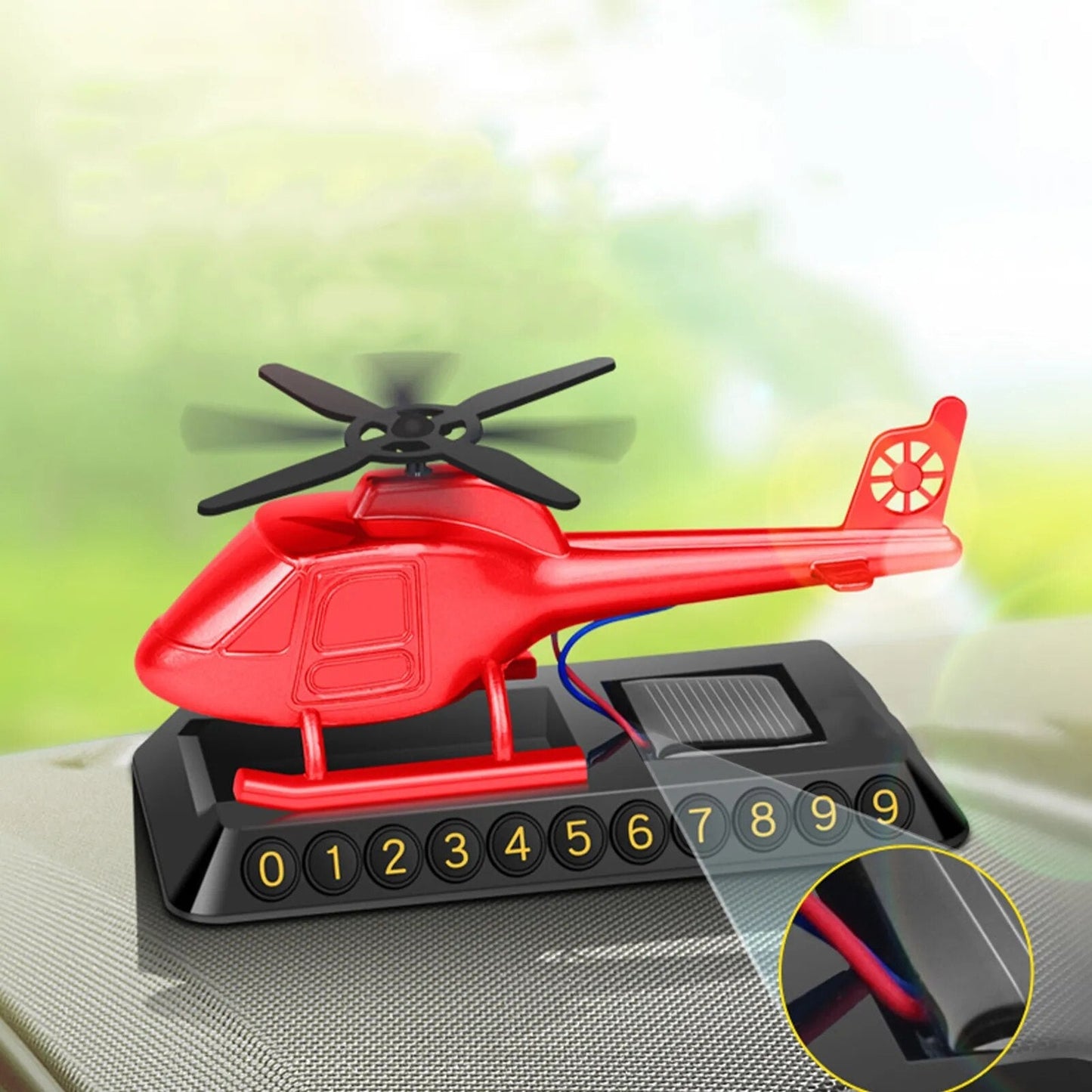 VIvolux | Hubschrauber Solarbetriebener Auto-Lufterfrischer Parkplatznummernschild