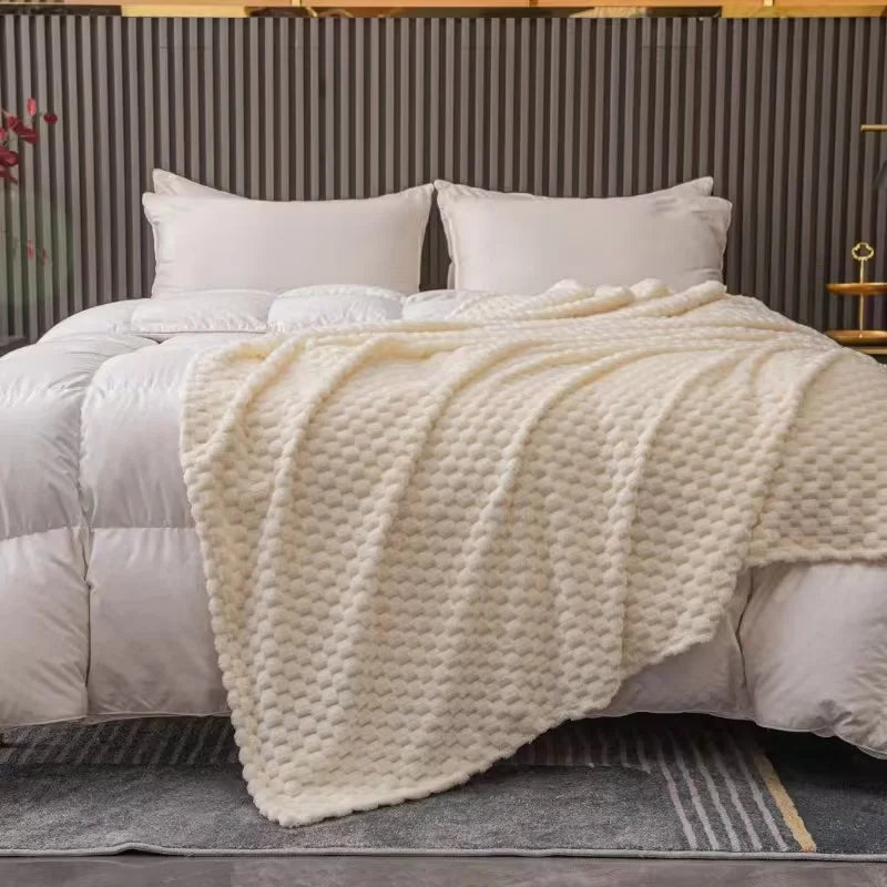 Brehn | Gemusterte weiche Samtdecke warme gemütliche Decke für Sofa und Bett