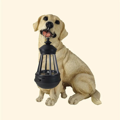 Solarbetriebene Außenharz Hundestatue Lampe | Brehn