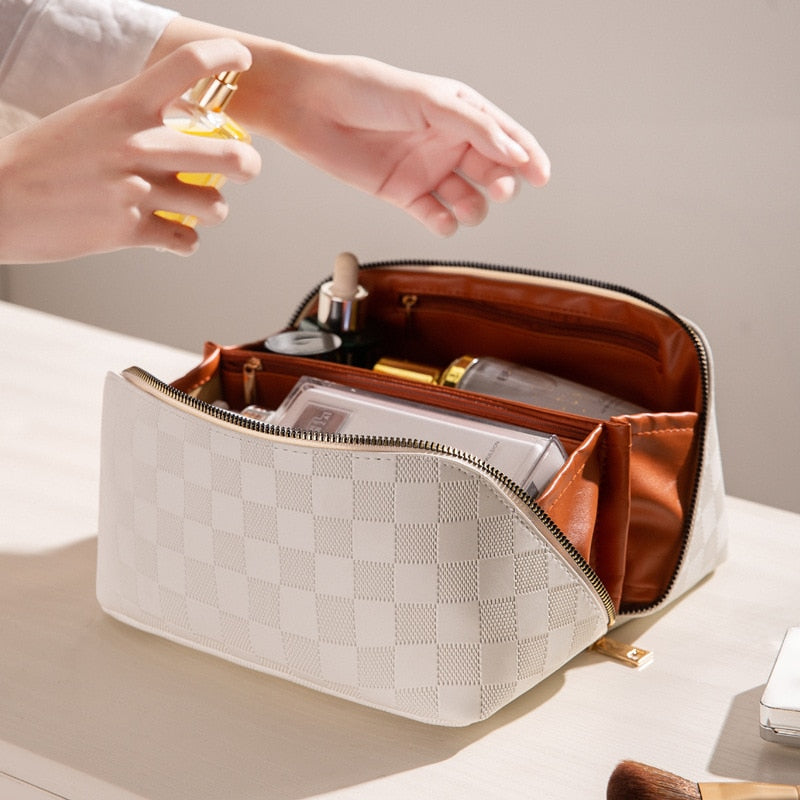 Brehn |  Luxus Checkered Make-up Kosmetiktasche