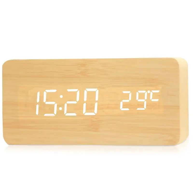 Brehn | EcoTime Digitaler Wecker aus Holz | LED-Anzeige | Modernes Design | Lautlos | Umweltfreundlich