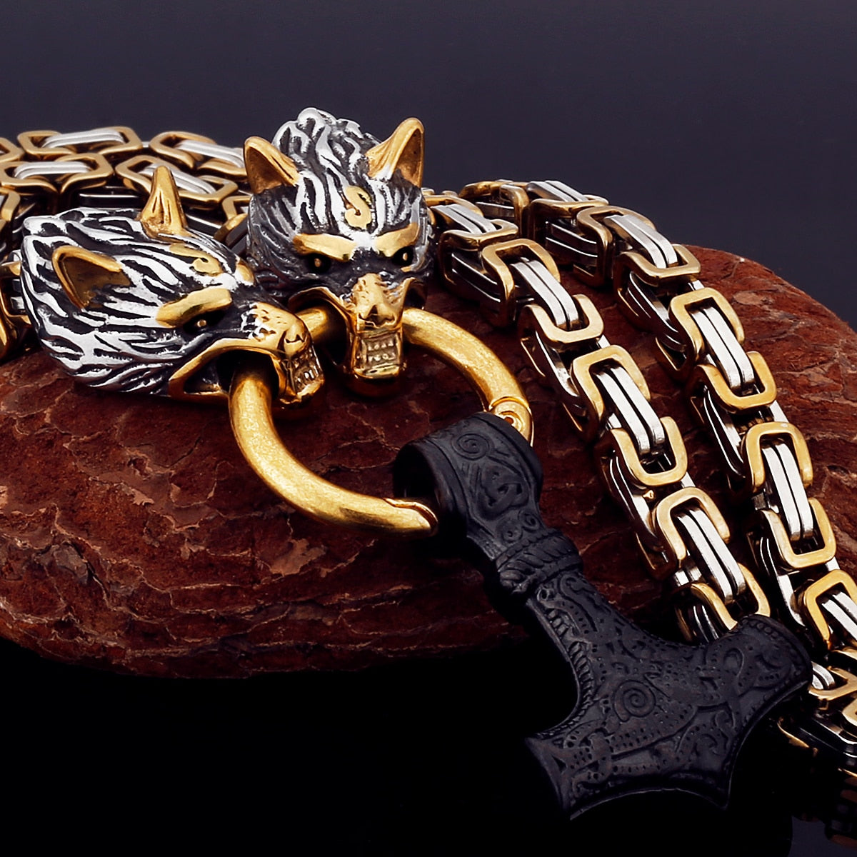 Brehn | Nordischer Wikinger Wolf Kopf Edelstahl Necklace
