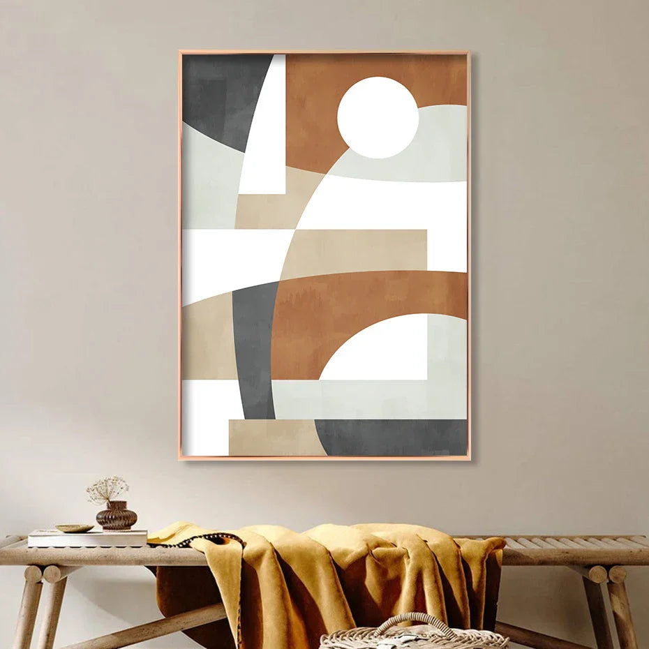 Geometrische abstrakte Farbblock-Wandkunst Feine Kunst Leinwanddrucke Neutrale Farben Bilder Für Wohnzimmer Esszimmer Home Office Dekor | Brehn