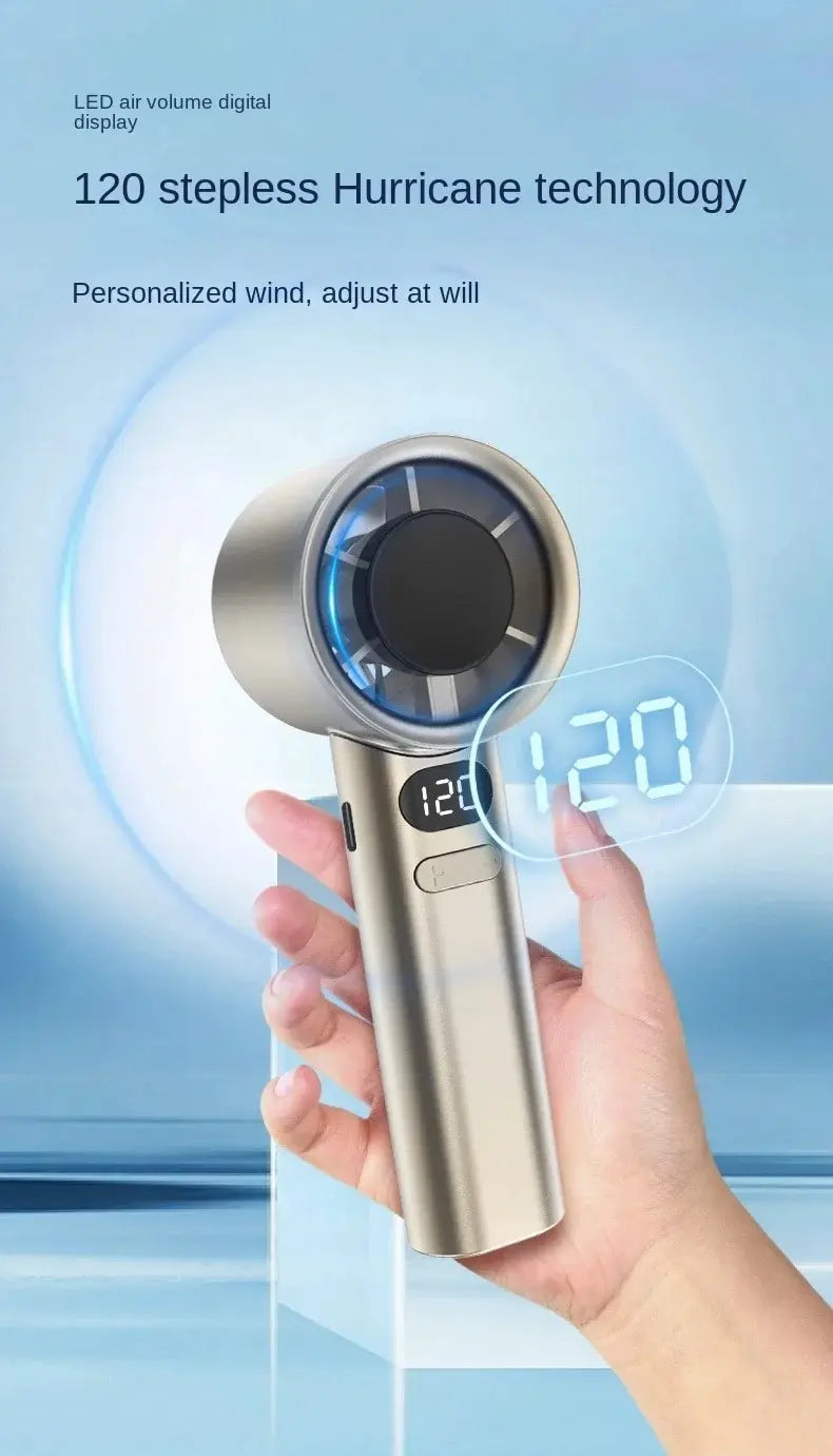 Tragbarer Mini bladeless Handventilator – USB wiederaufladbarer tragbarer persönlicher Ventilator mit 120-Geschwindigkeit Hochgeschwindigkeitsluftstrom, elektrischer Kühventilator | Brehn