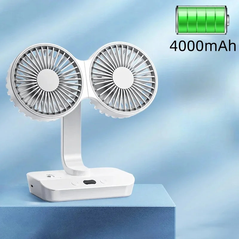 Verstellbarer Doppelkopf Tragbarer Tischventilator Nachtlampe | Brehn