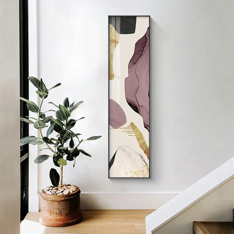 Farbenfrohe nordische abstrakte Wandkunst im Hochformat feine Kunst Leinwanddrucke für Eingangsflur Wohnzimmer Flur kreatives modernes Innendesign | Brehn