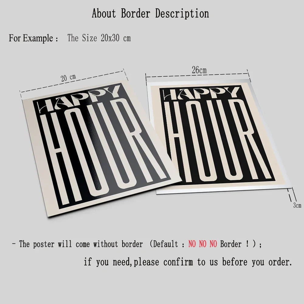 Retro Typografisch Happy Hour Bar Café Küche Wandkunst Feine Kunst Leinwanddrucke Bilder für Wohnzimmer Esszimmer Farbenfrohe Kunstdekoration | Brehn