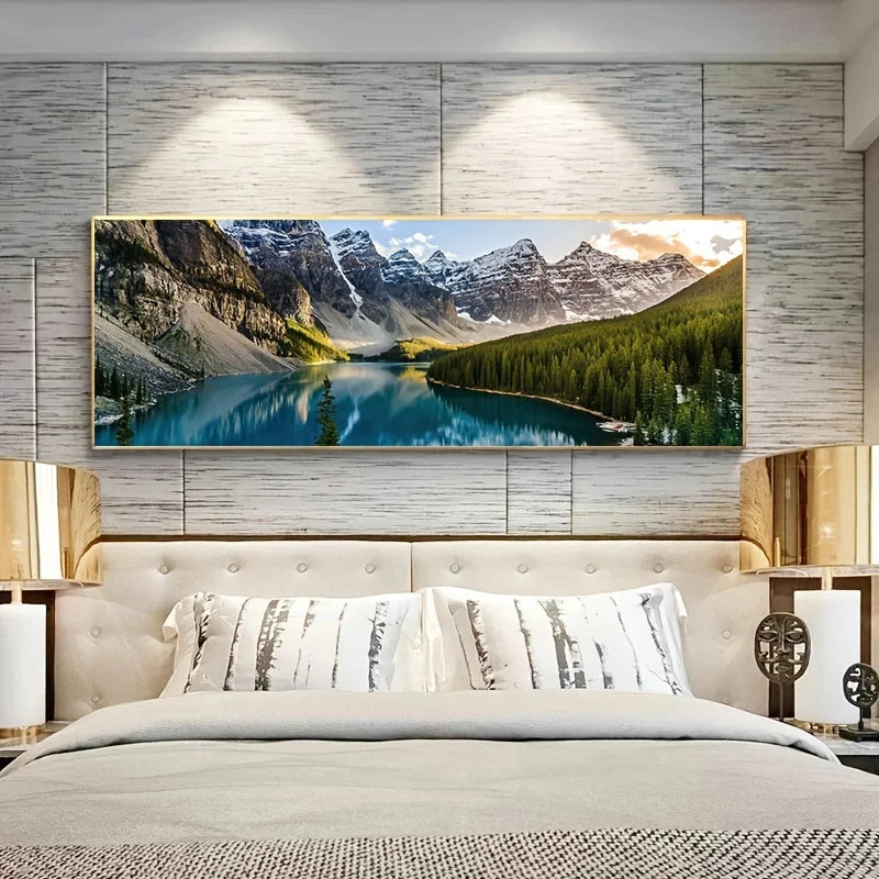 Bergsee Wald Wildnis Wandkunst Großformat Leinwanddrucke Breitformat Landschaftsbild Für Über Das Sofa Oder Über Das Bett | Brehn