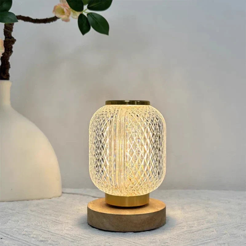 Brehn | Dimmbare Kristall-Tischlampe - Stylische goldene dimmbare Tischlampe mit luxuriösem Kristall-Design