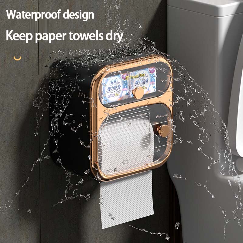 Brehn | MultiBox wandmontierte Toilettenpapier Handtuch Aufbewahrungsbox