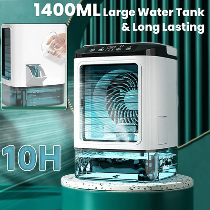 Luftkühler Tragbarer Ventilator Desktop Dual Spray Ultraschallvernebelung 3-Gang Leiser Luftkühler Nachtlicht Elektrischer Ventilator für Zuhause | Brehn