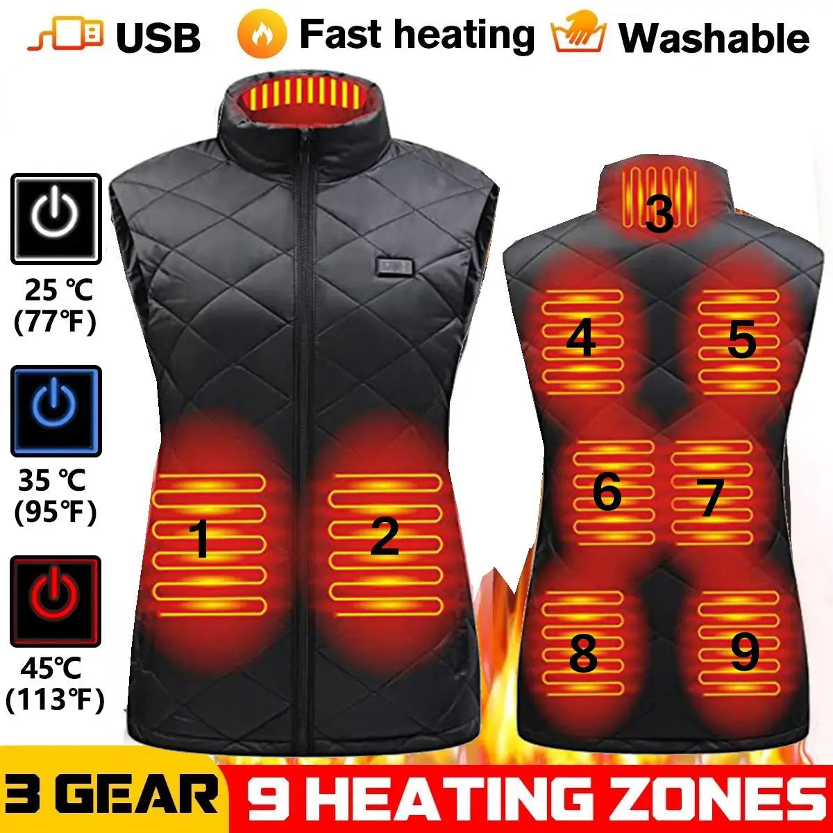 Brehn | ThermaBelle Women's Heating Vest | USB heated vest with infrared technology | Temperature regulating & lightweight | Ideal for autumn & winter