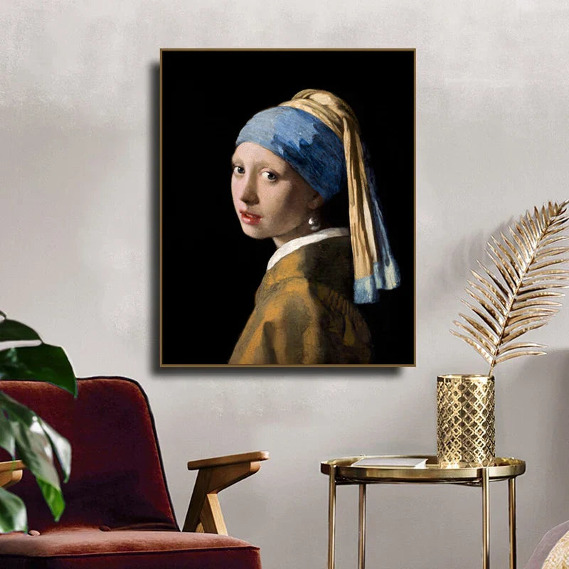 Mädchen mit einem Perlenohrring Poster Johannes Vermeer Niederländisches Goldenes Zeitalter Malerei Fein Kunst Leinwand Drucke Klassische Malerei Für Wohnzimmer Esszimmer Dekor | Brehn