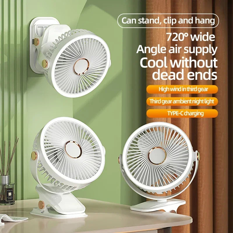 Multi-Winkel Outdoor Clip-On Wiederaufladbarer Kühlventilator | Brehn