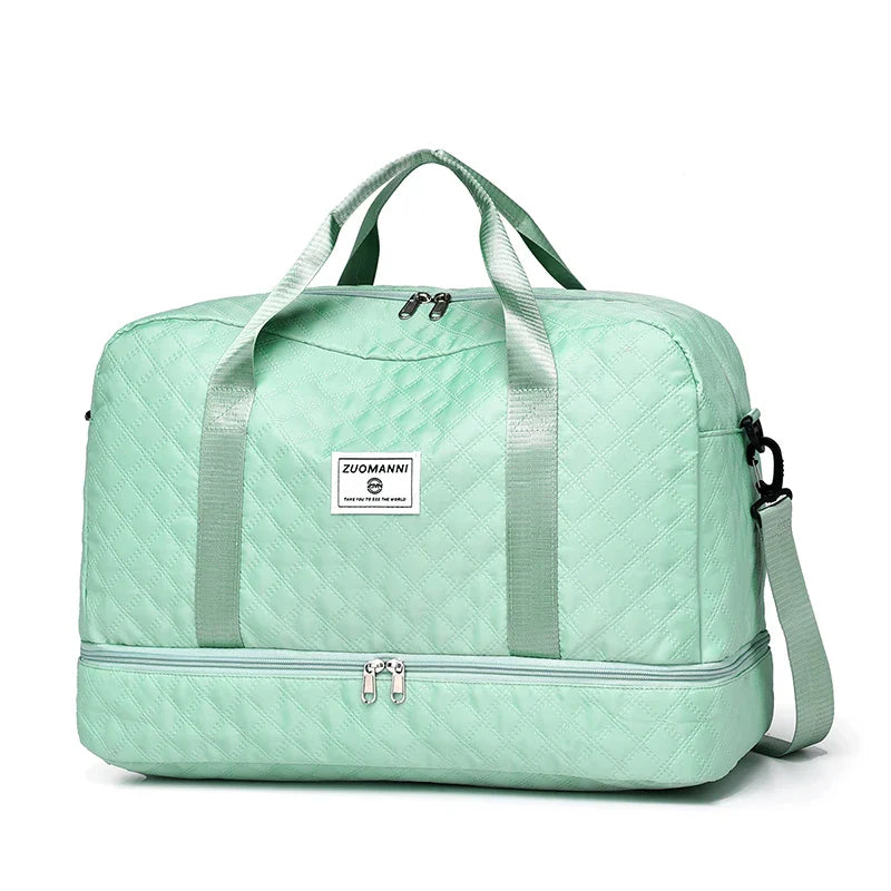 Brehn | Raumio TravelFlex Leichte Reisetasche mit Rautenmuster | Große Sport- & Wochenendtasche mit Schuhfach & Nassfach | Handgepäcktauglich & faltbar