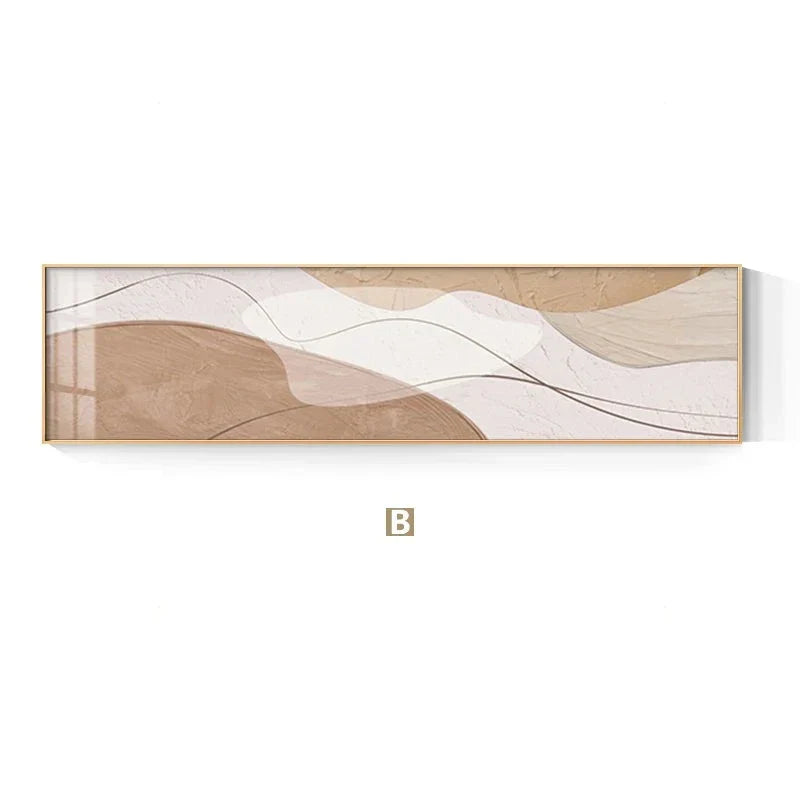 Moderne abstrakte Wandkunst im breiten Format Neutrale Farben Fließende Linien Fine Art Leinwanddrucke Bilder für über dem Sofa Kunst für über dem Bett | Brehn