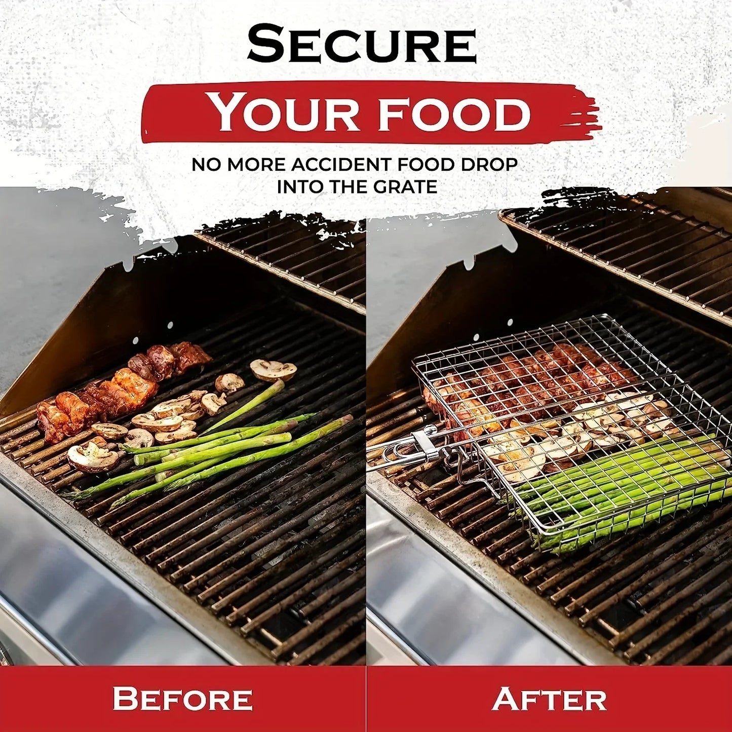 Grillaro Grillkorb | Faltbar & Antihaftbeschichtet | Edelstahl & Hitzebeständig | Für Fleisch & Gemüse