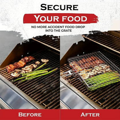 Grillaro Grillkorb | Faltbar & Antihaftbeschichtet | Edelstahl & Hitzebeständig | Für Fleisch & Gemüse