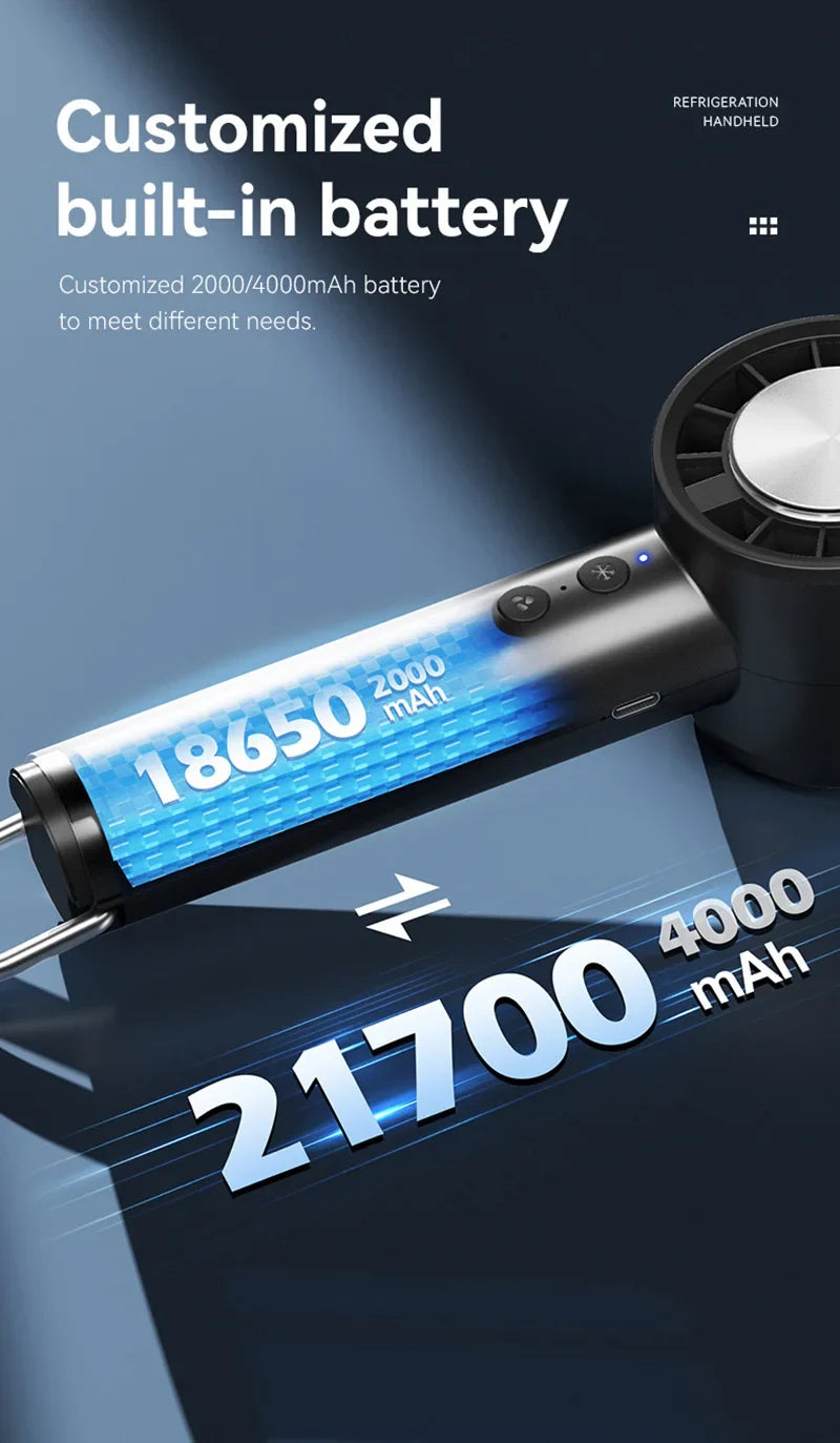 Stiller Hochgeschwindigkeits-USB-Handventilator – Tragbarer kleiner Ventilator mit LED-Display, hoher Windkraft und Kühlschrankfunktion | Brehn