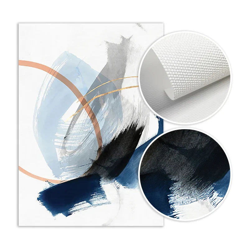 Modern Abstract Breite Stroke Wandkunst Feine Kunst Leinwanddrucke Blau Beige Mit Hinweisen Auf Orange Goldene Nordische Bilder Für Wohnzimmer Dekor | Brehn