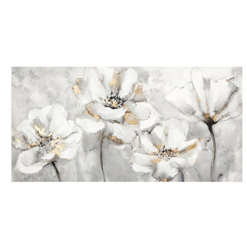 Große weiße florale abstrakte Wandkunst feine Kunstdrucke auf Leinwand moderne botanische Bilder für Wohnzimmer Hotelzimmer Schlafzimmer Kunst Dekor | Brehn
