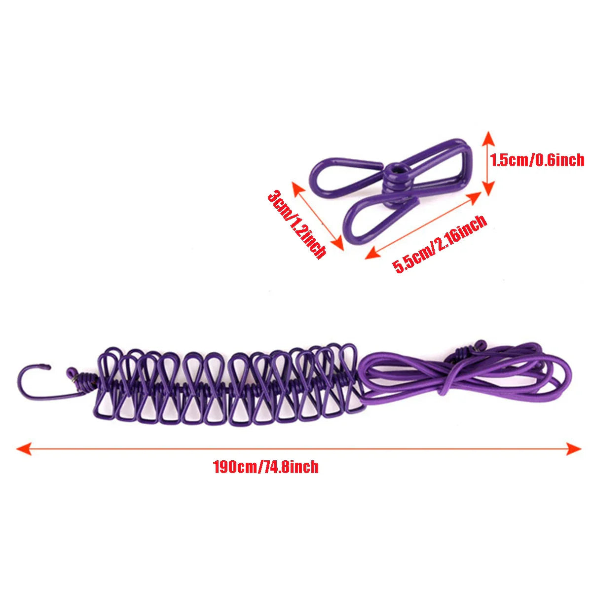 Winddicht Rutschfeste Elastische Multi-Clip Reise Wäscheleine | Brehn