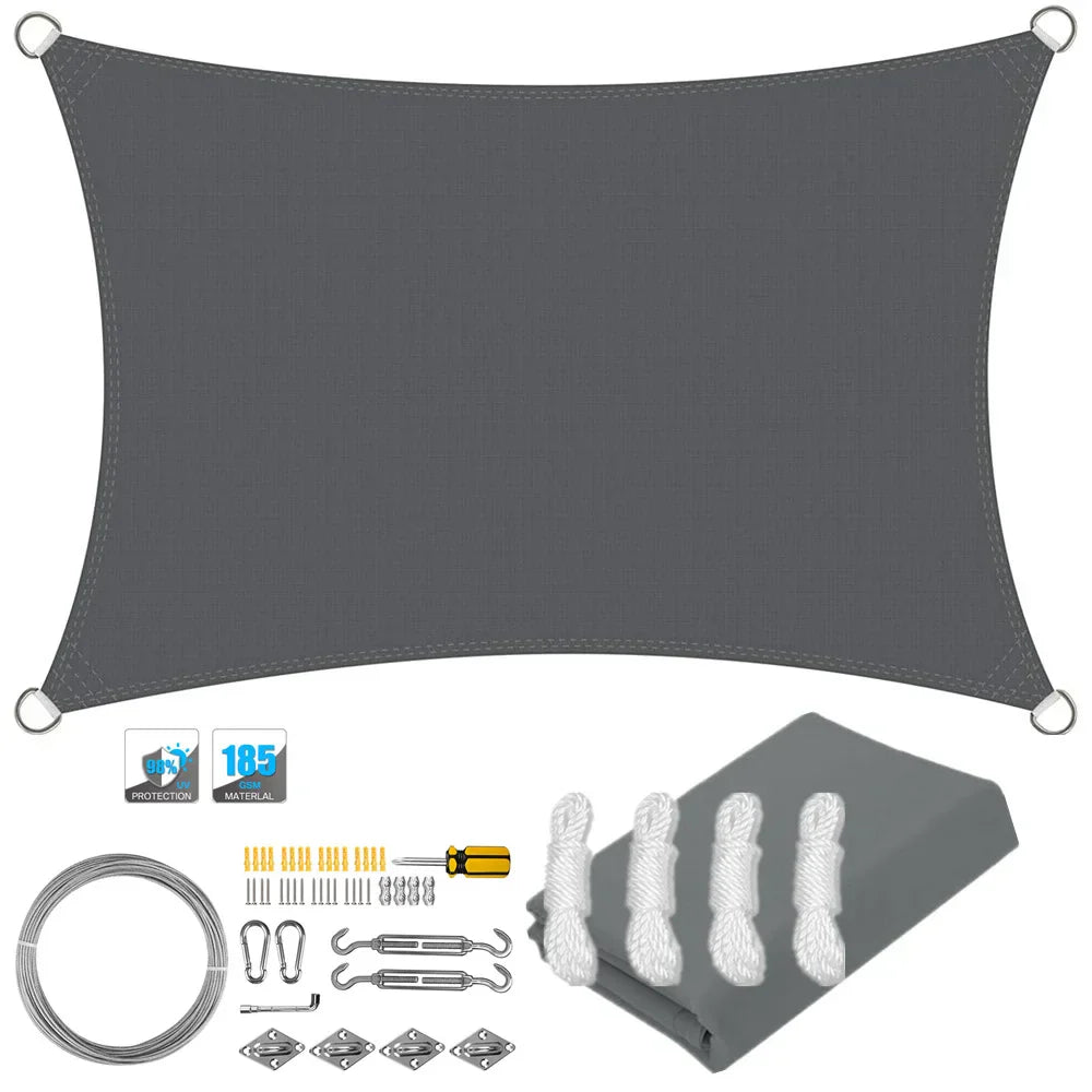 Wasserdichtes rechteckiges Sonnensegel mit UV-Schutz und Montagesatz – ShadeGuard