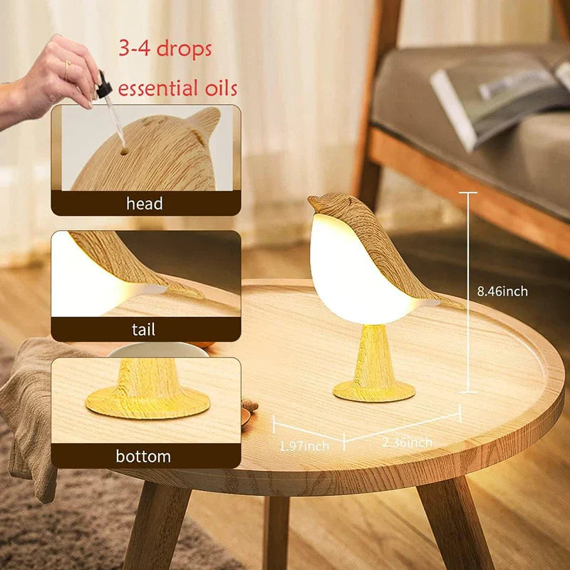 Brehn | Verspielt Vogel Nachtlampe – Touch-Steuerung & Einstellbare Lichtfarben